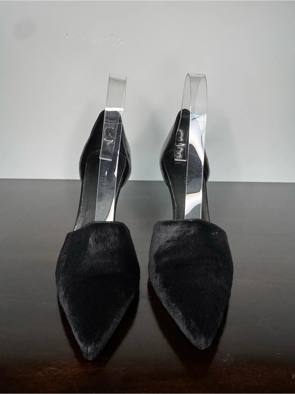 Vince Made in Italy Black Calf Hair & Leather Pointed Toe D’Orsay Pumps